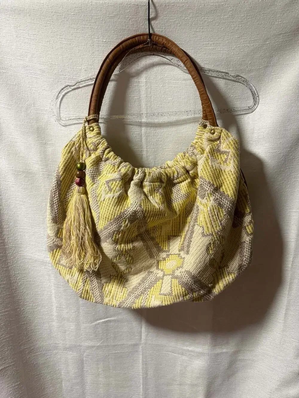Bohemian Tapestry Hobo Shoulder Bag Yellow Grey